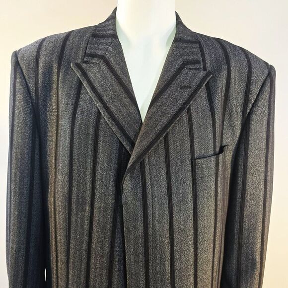 Giorgio Brutini Sport Coat Blazer Jacket Men’s 46L Charcoal Gray Black Striped - Picture 8 of 12